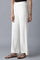 White Solid Straight Fit Palazzo With Elasticated Waistband