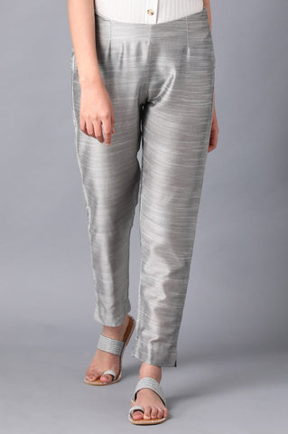 Silver Solid Trousers