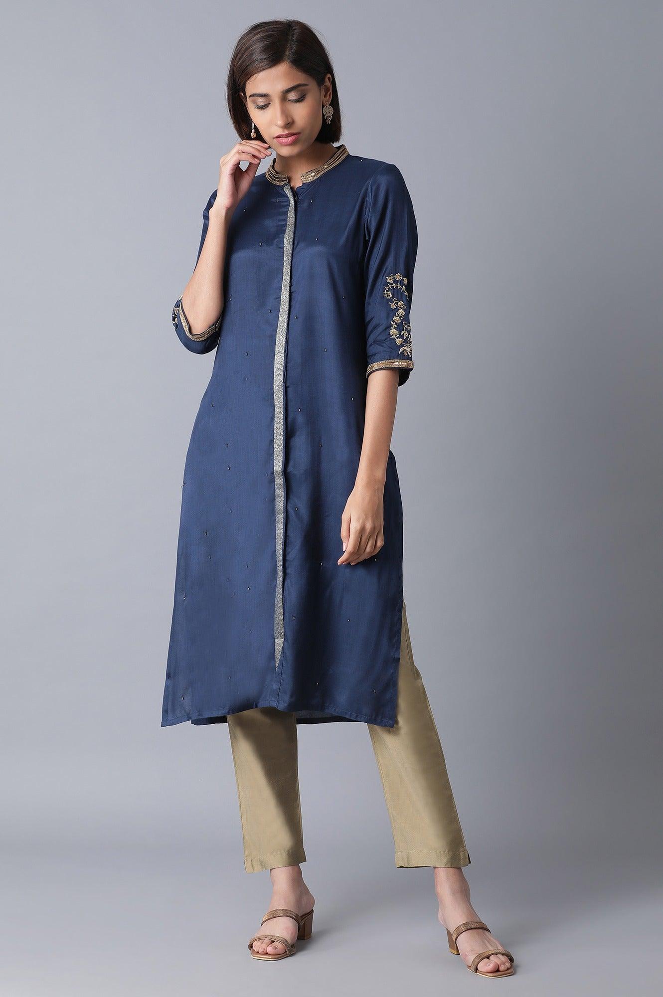 Navy Blue Straight kurta