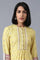 Yellow Mandarin Neck Printed Livaeco kurta