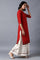 Scarlet Red Round Neck Striped kurta