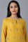 Yellow Round Neck Embroidered kurta