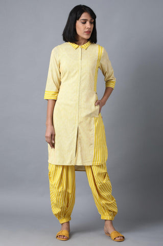 Yellow Shirt Collar Livaeco kurta