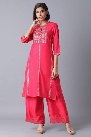 Signature Fuchsia Pink Straight kurta