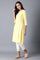 Yellow Embroidered A-Line kurta