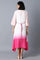 Pink and Ecru Color Blocked Asymetric Dress