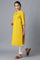 Yellow Round Neck Solid kurta