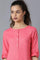 Pink Round Neck Solid kurta