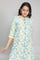 Blue Floral Printed Straight Kurta and Palazzo Set