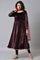 Purple Velvet Anarkali-Tights-Dupatta Set