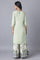 Sage Green Printed kurta with Organza Detail