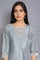 Slate Blue kurta with Embroidery