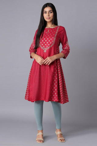 Persian Red Embroidered kurta