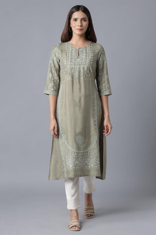 Green Paisley Print kurta