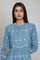 Adriatic Blue kurta with Gather Details