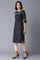 Black Polka Dots Printed Straight kurta