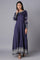 Oxford Blue Embroidered Kalidar Flared Dress