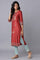 Rust Red Floral Print kurta