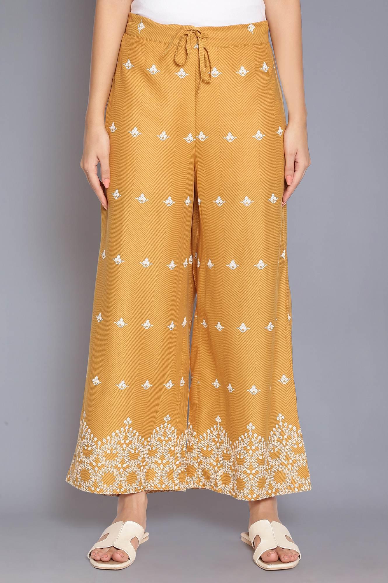 Honeycomb Yellow Printed Parallel Pants