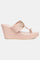 W Embroidered Rose Gold Almond Toe Platform