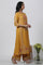 Yellow A-Line Printed Kurta And Parallel Pants Set