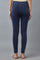 Navy Blue Solid Skinny Fit Cotton Tights