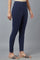 Navy Blue Solid Skinny Fit Cotton Tights