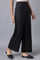 Black Solid Wide Leg Tencel Palazzo With Elasticated Waist