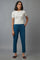 Blue Solid Flared Cotton Pants With Elasticated Waist
