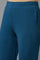 Blue Solid Flared Cotton Pants With Elasticated Waist