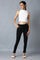 Black Solid Slim Fit Denim Jeggings With Pintuck Detail