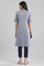 Blue Mandarin Neck Yarn-Dyed kurta