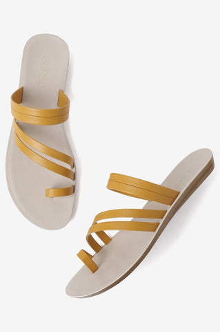 Aurelia Solid Yellow Almond Toe Flat