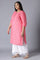 Pink Round Neck Solid kurta