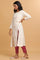 Natural Cotton Flax embroidered kurta