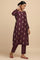 Dark Purple Cotton Silk Jacquard kurta