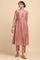 Dusty Pink Pleated kurta in Cotton Silk