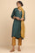 Teal Solid kurta in lustrous Modal Satin