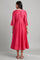 Pink Anarkali V-Neck kurta