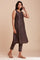 Dark Brown Sleeveless Jacquard kurta