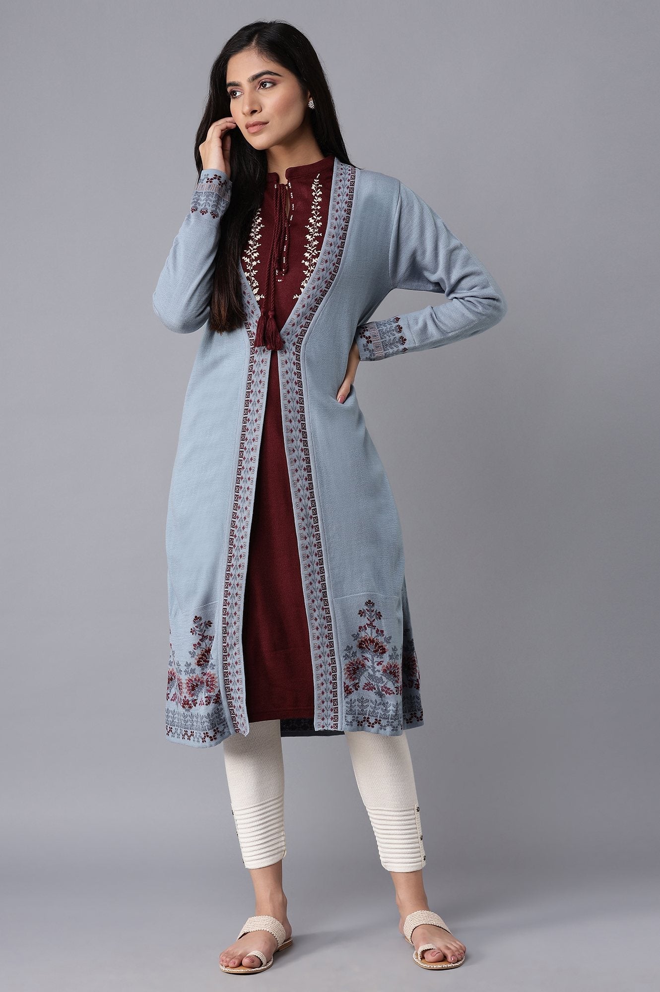Blue Front Open Cardigan