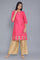 Hot Pink kurta with Floral Gold Foil Print