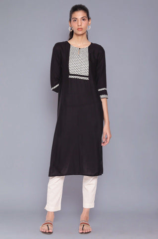 Jet Black Dobby kurta