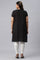 Black Cotton Embroidered Plus Size kurta