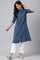 Blue & White Reversible Cotton Dobby kurta