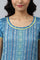 Blue Yarn Dyed Straight Kurta and Trouser Co-ord Set
