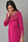 Pink Zari Embroidered Straight Kurta, Pant And Dupatta Set