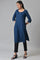 Blue Rayon Kurta With Lace Detail