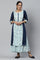 Blue Ethnic Rayon kurta and Flared Culottes Set