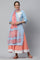 Blue Straight Kurta, Peach Culottes And Dupatta Set